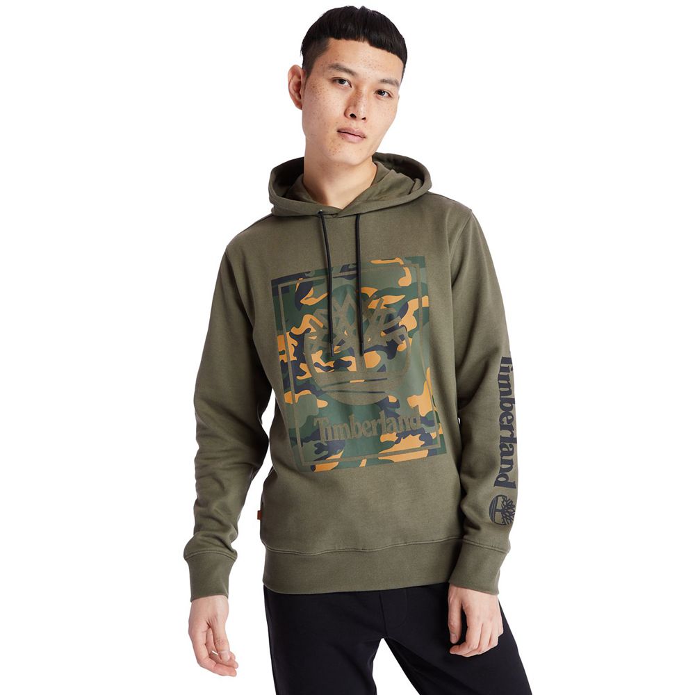 Hanorac Timberland Barbati Masline Verzi - Camo Tree-Logo Hoodie - Romania - CZRLIJ429